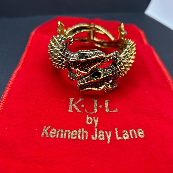 Vintage Kenneth Jay Lane Reptile Hinged Bracelet - Picture 7 of 7